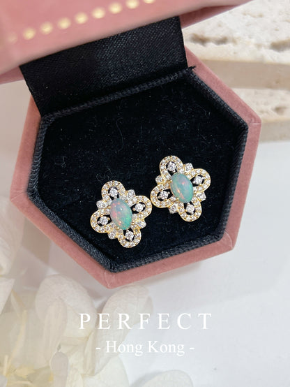 LUCK 🍀 Gemstone Vintage Clover S925 Earrings | 寶石華麗復古四葉草耳釘✨