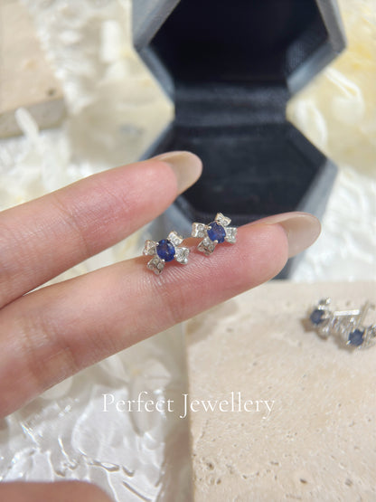0.5ct Blue Sapphire S925 Earrings | 藍寶石蝴蝶結耳釘