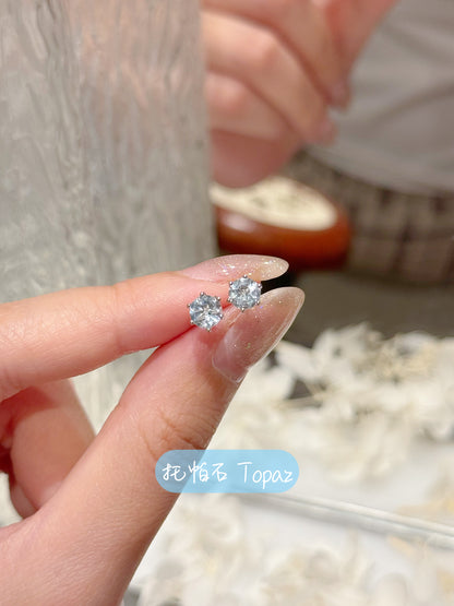 Birth Stone S925 Earrings | 誕生石六爪S925銀耳釘✨
