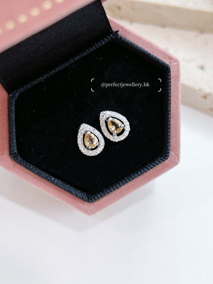 Water Drop Gemstone S925 Earrings | 水滴💧寶石圍鑲耳釘