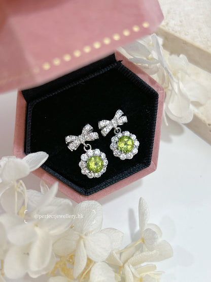 Gemstone Ribbon S925 Earring ✨ 寶石蝴蝶結耳釘