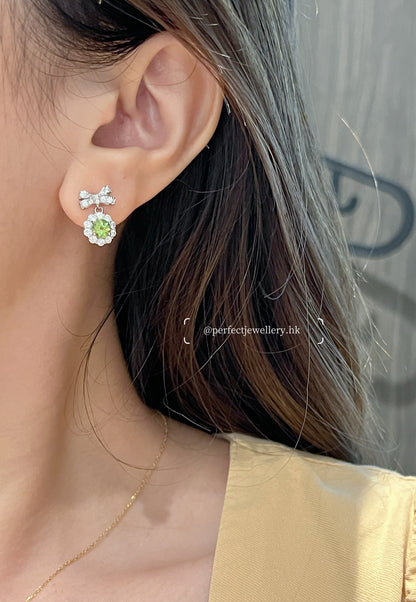 Gemstone Ribbon S925 Earring ✨ 寶石蝴蝶結耳釘
