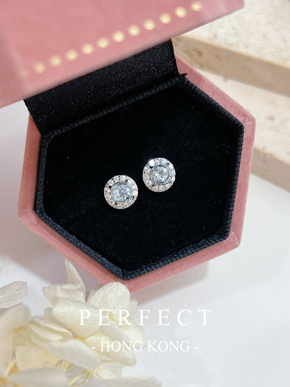 ✨Aquamarine S925 Earrings | 海藍寶🌊圓形圍鑲耳釘✨