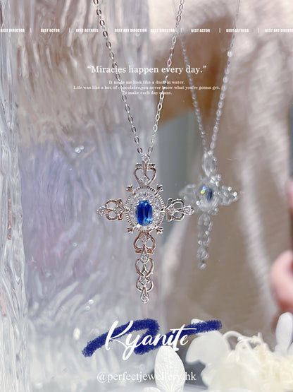 👑✨Kyanite Cross S925 Necklace | 皇家藍色藍晶石十字架項鏈✨💙