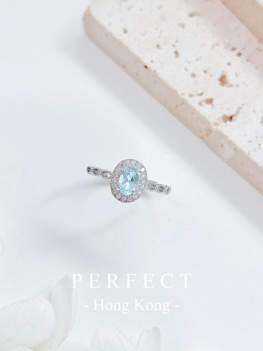 0.5ct Sky Blue Topaz S925 Ring |天空藍托帕石圍鑲戒指🩵