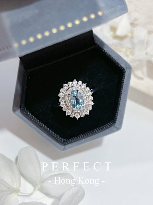 1ct Sky Blue Topaz S925 Ring | 天空藍托帕石滿鑲戒指✨🩵