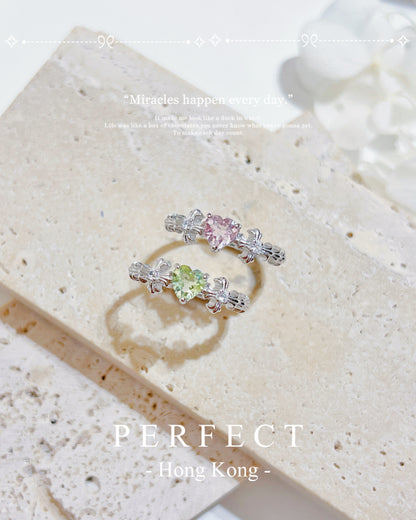 ✨🩷Tourmaline Chrome Heart S925 Ring| 碧璽克羅心戒指✨💚