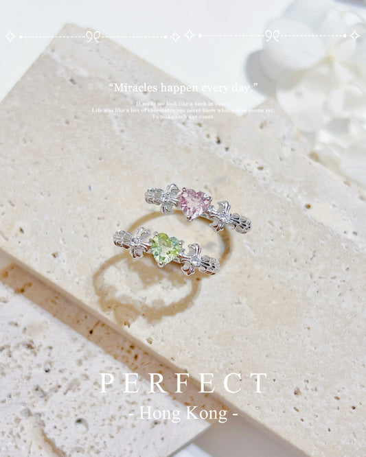 ✨🩷Tourmaline Chrome Heart S925 Ring| 碧璽克羅心戒指✨💚