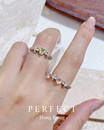 ✨🩷Tourmaline Chrome Heart S925 Ring| 碧璽克羅心戒指✨💚