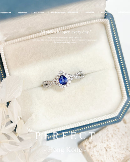 ✨💙 Blue Sapphire Crown S925 Ring | 水滴藍寶石💧皇冠戒指✨