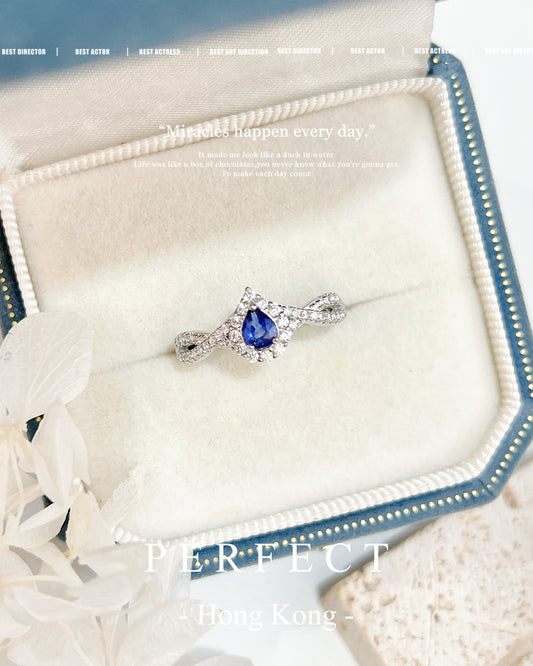 ✨💙 Blue Sapphire Crown S925 Ring | 水滴藍寶石💧皇冠戒指✨