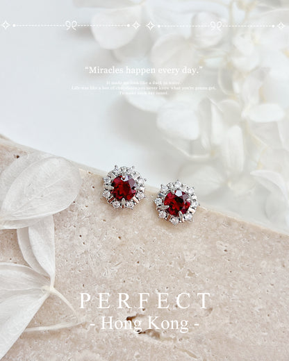 ✨♥️Red Garnet S925 Earrings ｜紅石榴雪花耳釘❄️✨
