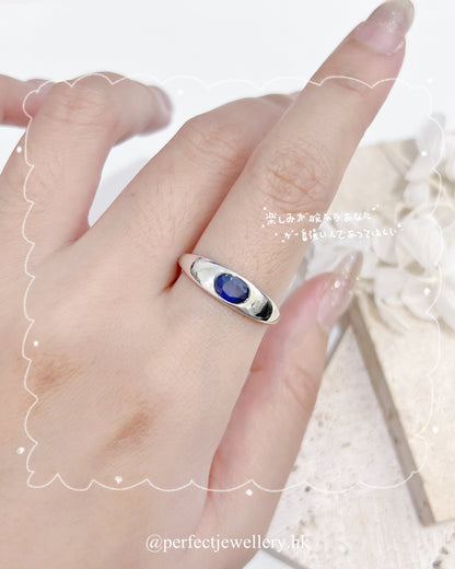 [Uni-Sex] ✨💙Blue Sapphire S925 Ring | 藍寶石光板戒指✨