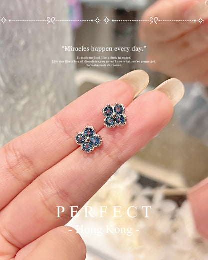 ✨London Blue Topaz Clover Brass Earrings ｜倫敦藍托帕石四葉草🍀耳釘✨