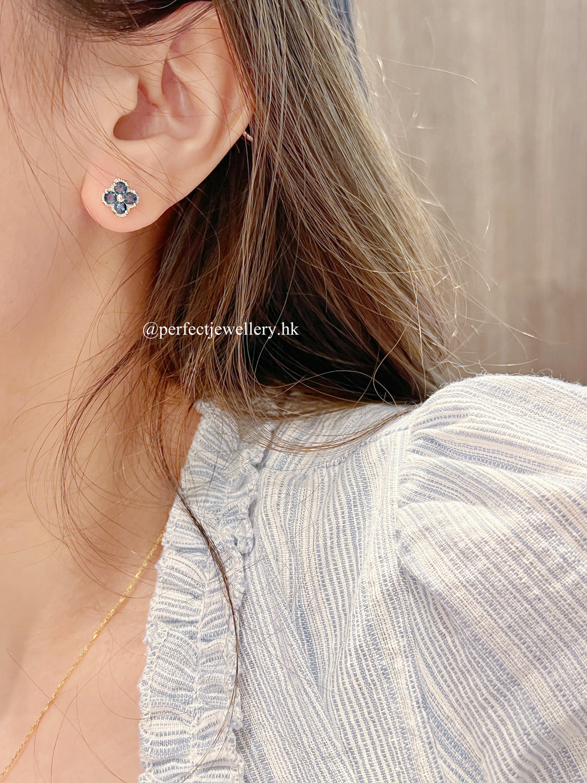 ✨London Blue Topaz Clover Brass Earrings ｜倫敦藍托帕石四葉草🍀耳釘✨