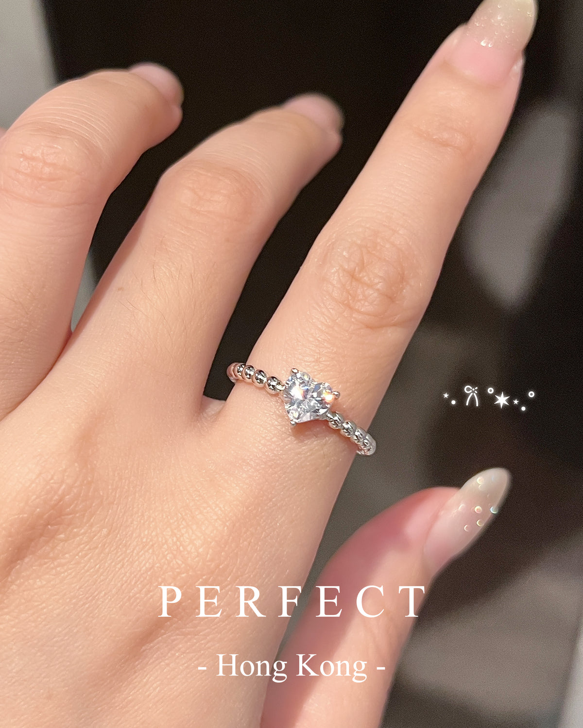 Bubble Heart Cubic Ziconia S925 Ring✨｜高碳鑽泡泡愛心S925戒指