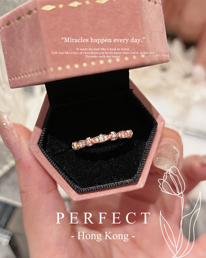 Ribbon Cubic Zirconia S925 Ring✨｜高碳鑽玫瑰金緞帶S925戒指