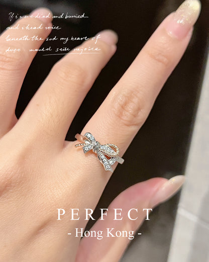 Rosette 🎀 Cubic Zirconia S925 Ring✨｜高碳鑽雙色麻花蝴蝶結S925戒指