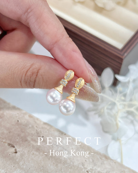 Japanese Akoya Balloon S925 Earrings | 日本Akoya 拉絲熱氣球耳釘