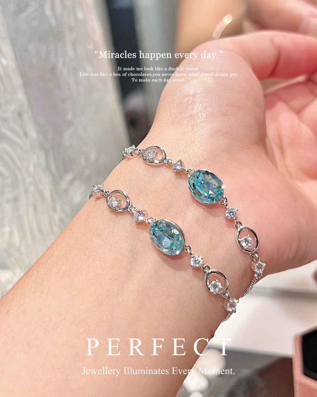 Ocean Blue Brass Bracelet｜ 奧地利水晶碧藍手鏈✨
