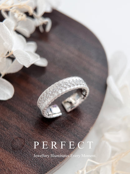 Italian S925 Silver Ring ｜ 義大利工藝拉絲微鑲麥穗戒指✨