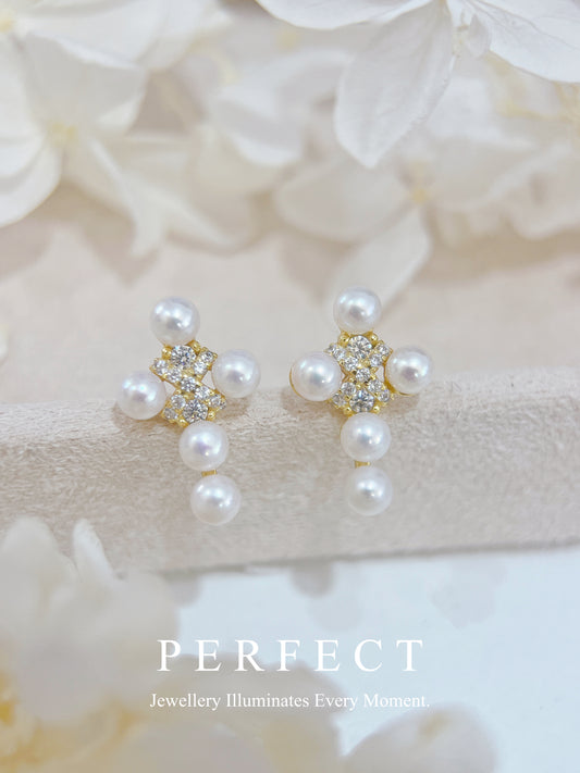 3.5-4 mm Freshwater Pearl S925 Cross Earrings | 淡水珍珠十字架耳釘