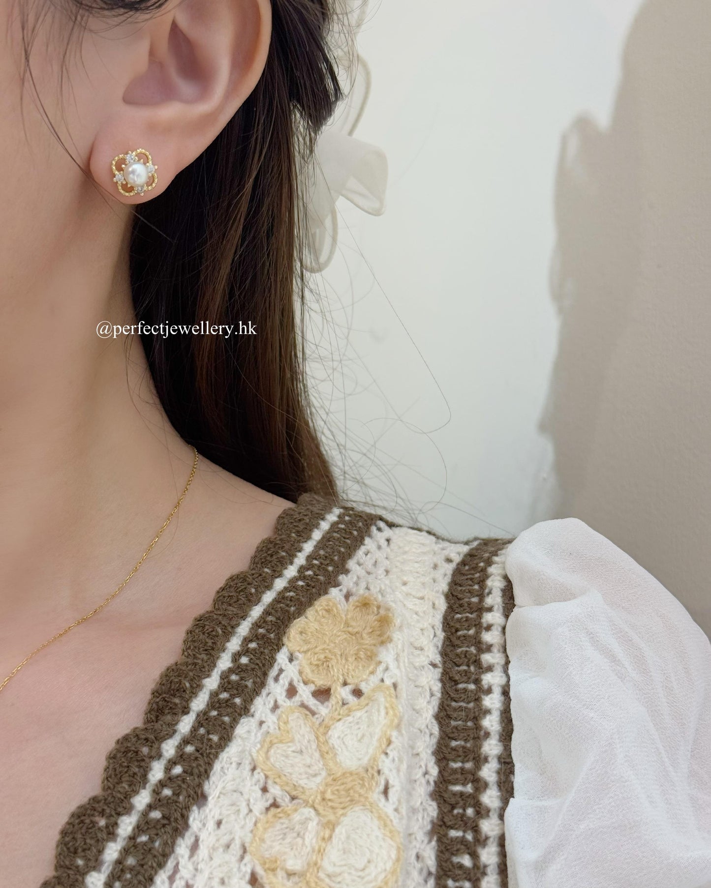 ✨Freshwater Pearl Clover Earring l 淡水珍珠四葉草🍀耳釘✨