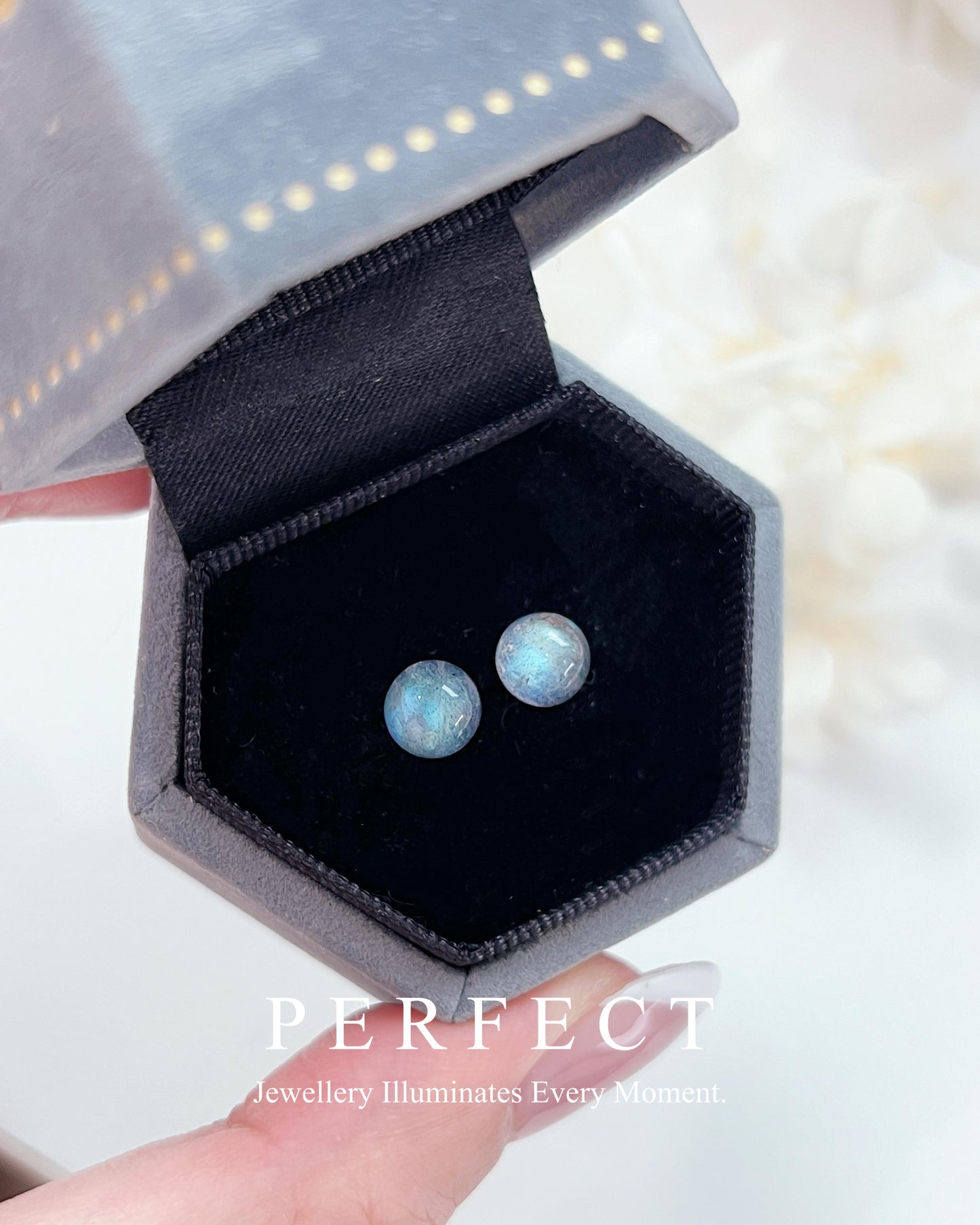 ✨Grey Moonstone S925 Earrings |🌙灰月光石s925耳釘✨🐈‍⬛