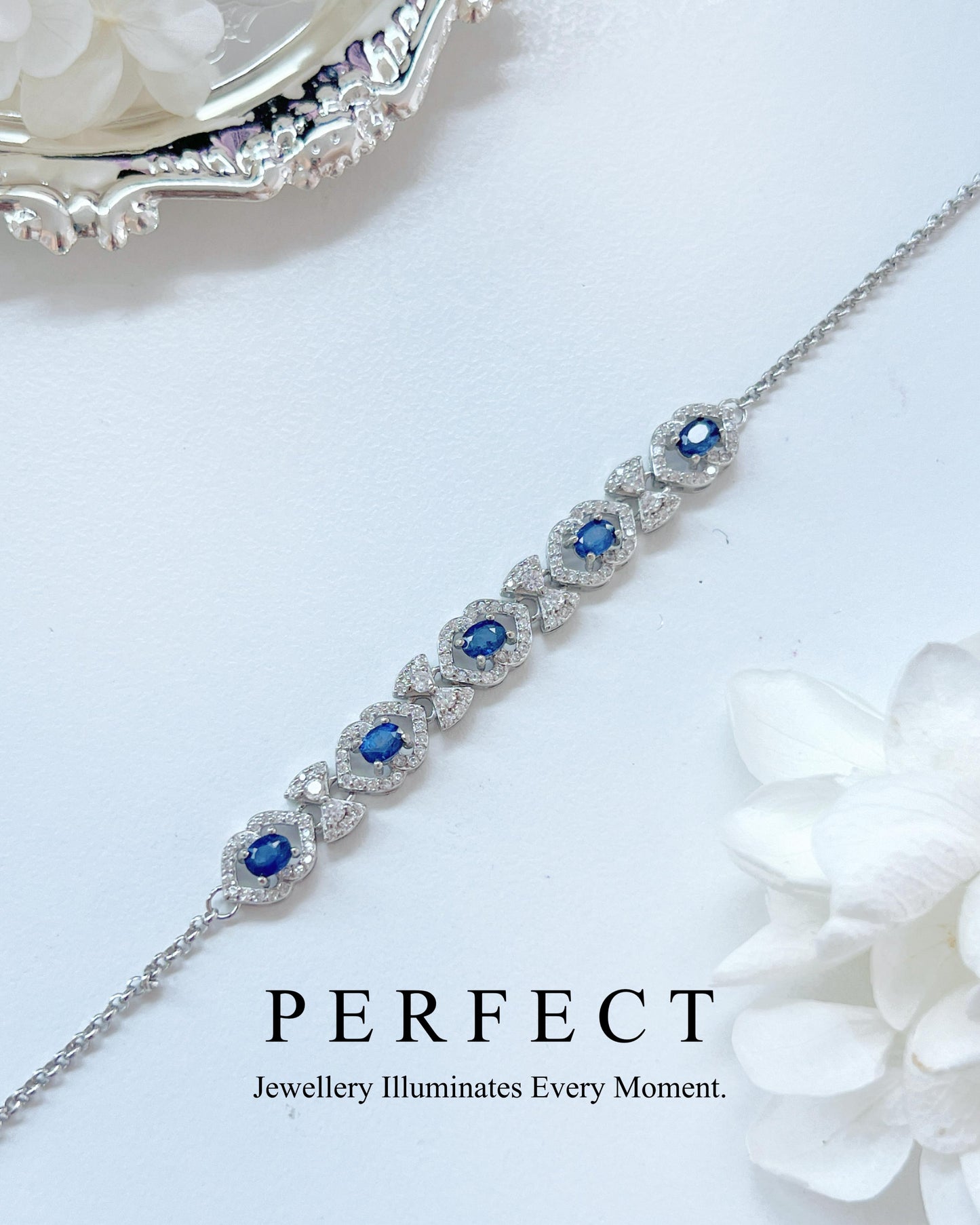 ✨🎀Blue Sapphire Ribbon S925 Bracelet | 藍寶石蝴蝶結s925銀手鍊✨🩰