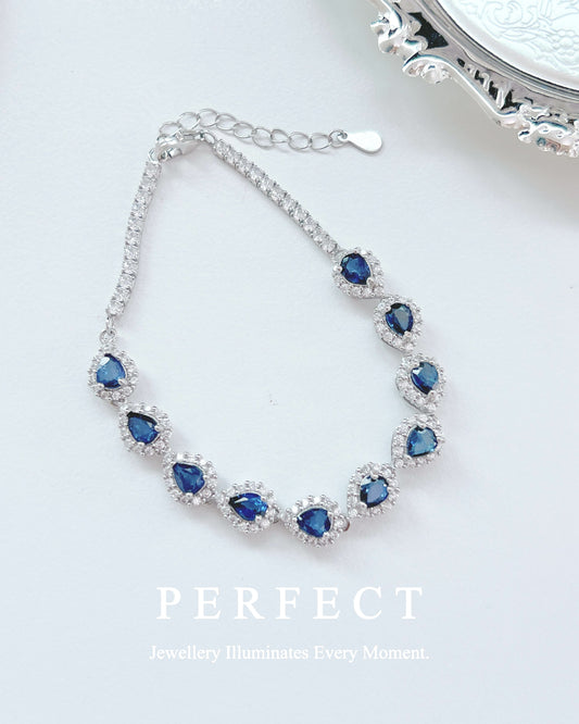 ✨3ct Blue Sapphire💙S925 Bracelet |藍寶石💧水滴s925銀手鍊✨