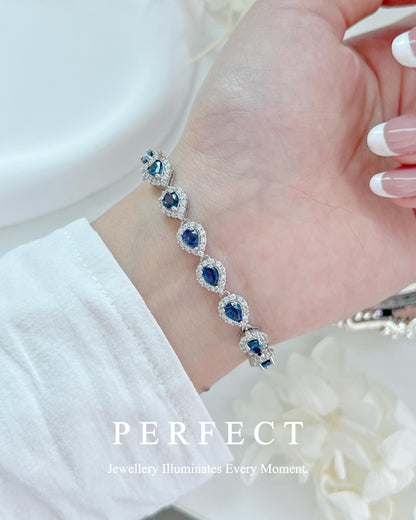 ✨3ct Blue Sapphire💙S925 Bracelet |藍寶石💧水滴s925銀手鍊✨