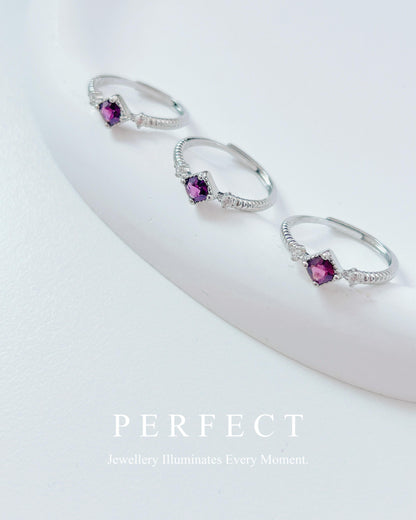 ✨Purple Garnet Brass Ring🍇 | 紫牙烏石榴石方塊戒指💜✨