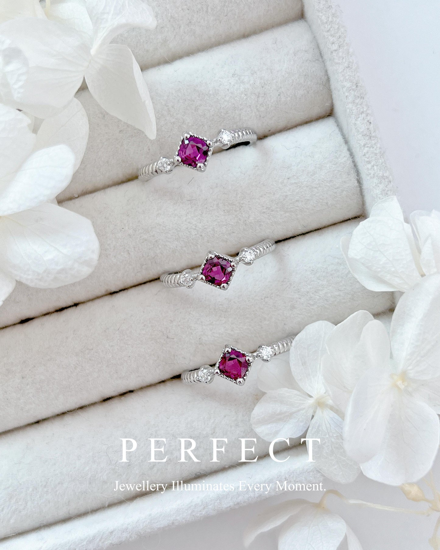 ✨Purple Garnet Brass Ring🍇 | 紫牙烏石榴石方塊戒指💜✨