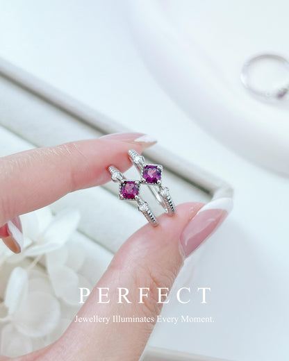 ✨Purple Garnet Brass Ring🍇 | 紫牙烏石榴石方塊戒指💜✨
