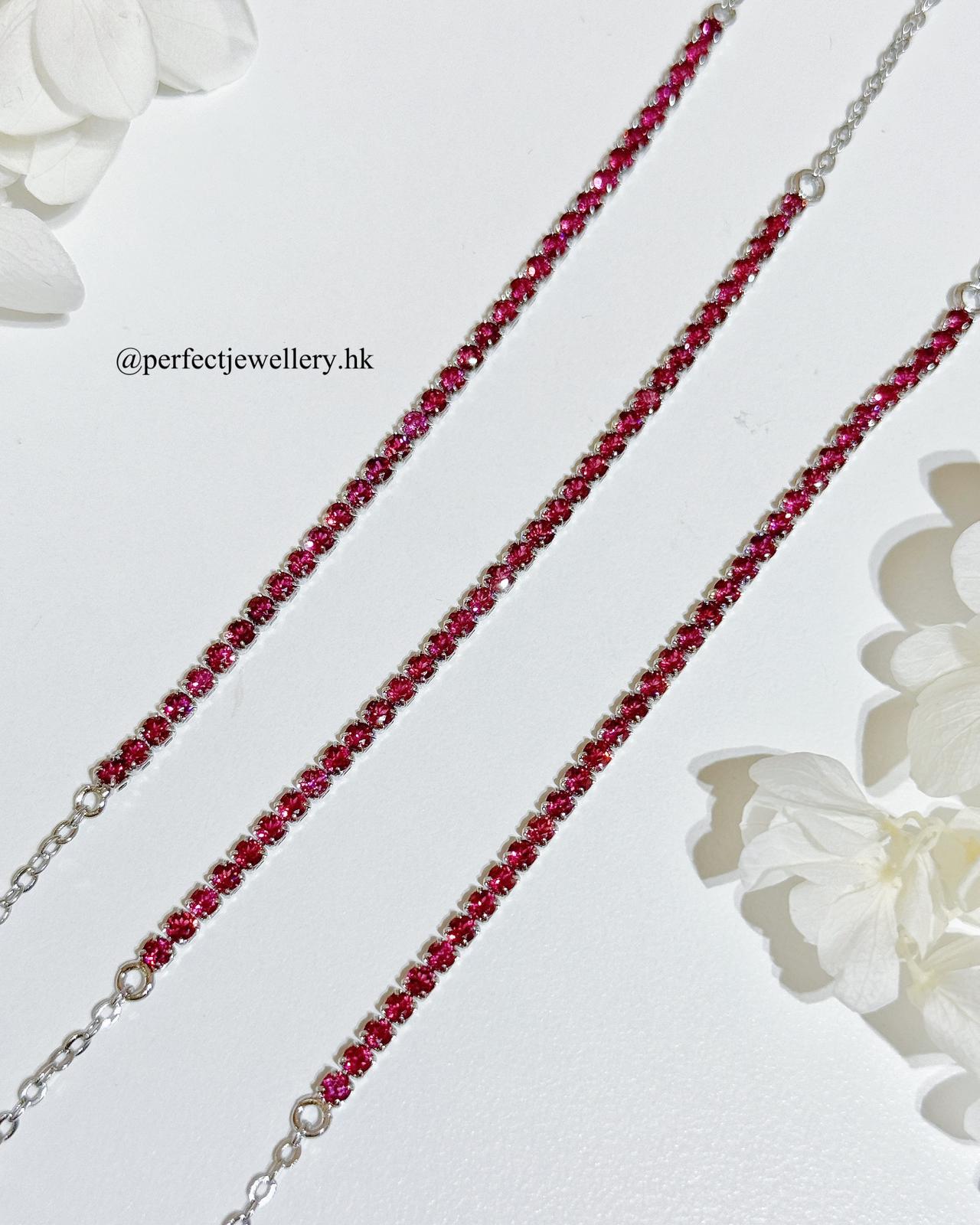 ✨Reddish Purple Garnet Brass Tennis Bracelet | 紫牙烏石榴石網球手鍊✨💜