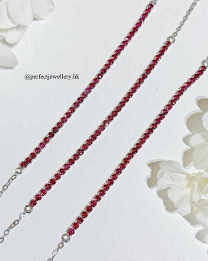 ✨Reddish Purple Garnet Brass Tennis Bracelet | 紫牙烏石榴石網球手鍊✨💜