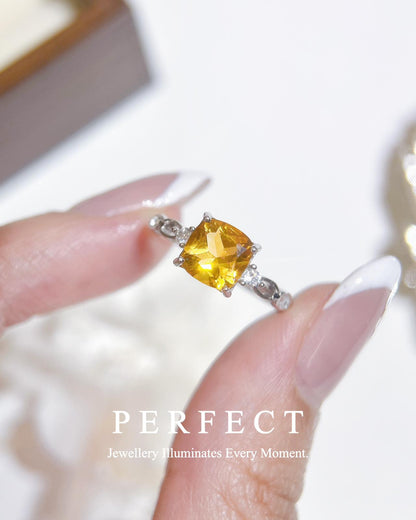 ✨Citrine Trilogy S925 Ring |黃水晶💛三石鏤空戒指✨
