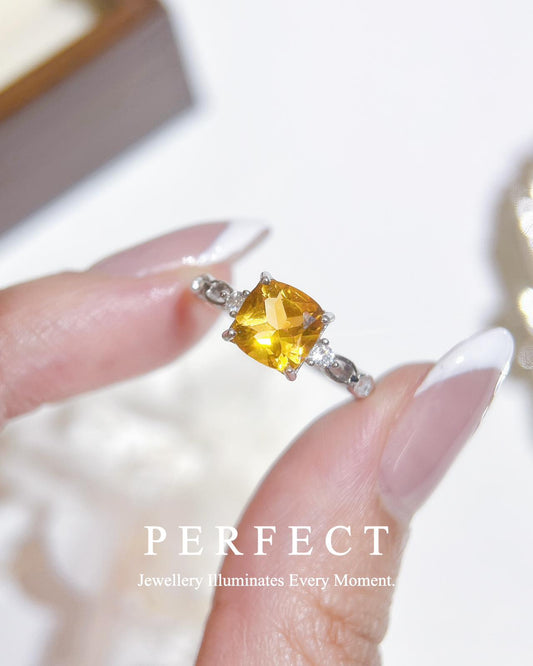 ✨Citrine Trilogy S925 Ring |黃水晶💛三石鏤空戒指✨