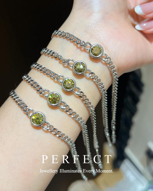 ✨1ct Olive Green Moissanite Bracelet | 橄欖綠莫桑石古巴手鍊✨💚