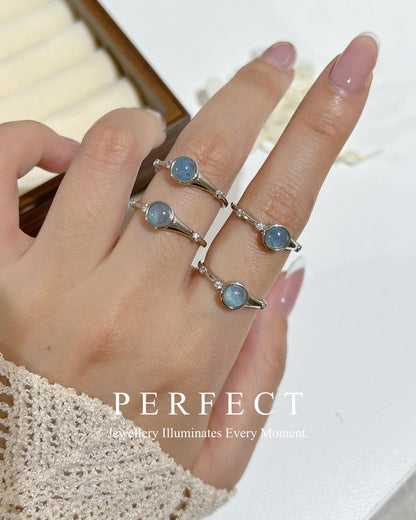 ✨Aquamarine Brass 💙Ring | 海藍寶不對稱戒指🌊✨
